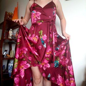 Floral High-Low Wrap Dress